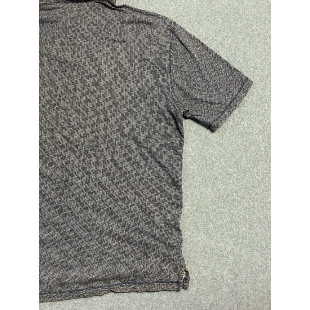 ROWM Polo Shirt Mens Large Gray Diamond Pattern Cotton Knit Short Sleeve - Picture 5 of 13